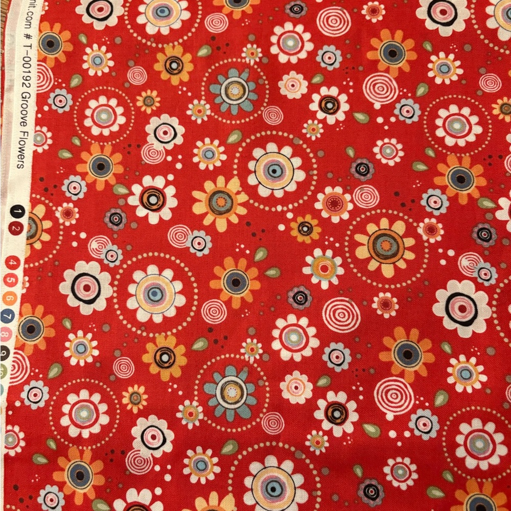Vibrant Red Floral Fabric by adornit 2 yards